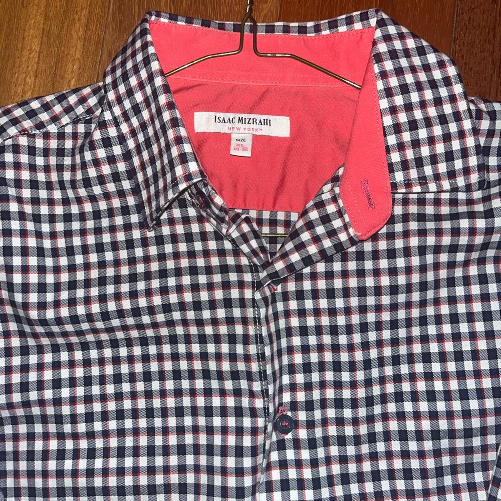 Isaac Mizrahi Button Down Shirt (Navy/Red/White)
